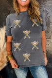 Gray Sequined Game Day Casual Tee