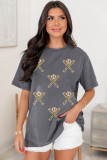 Gray Sequined Game Day Casual Tee