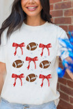 White Bowknot Rugby Graphic Crew Neck Tee