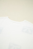White Bow Pattern Knit Short Sleeve Sweater