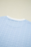 Beau Blue Contrast Trim Textured Crewneck Tee and Pocketed Skirt Set