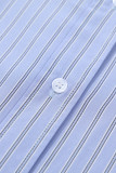 Sky Blue Stripe Button Up Oversized Casual Shirt