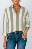 Green Striped Soft Relaxed Button Up Shirt