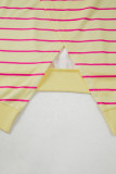 Yellow Stripe Stylish Overlap Detail Drop Shoulder Pullover Sweatshirt