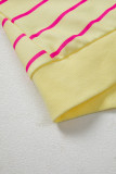 Yellow Stripe Stylish Overlap Detail Drop Shoulder Pullover Sweatshirt