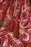 Multicolour Ethnic Paisley Print Tassel Tie Puff Sleeve Boho Blouse