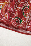 Multicolour Ethnic Paisley Print Tassel Tie Puff Sleeve Boho Blouse