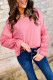 Sachet Pink Drop Shoulder Lace Ruffled Sleeve Patchwork Loose Sweatshirt