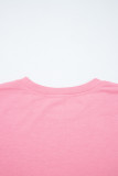 Sachet Pink Drop Shoulder Lace Ruffled Sleeve Patchwork Loose Sweatshirt