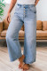 Beau Blue Multi Buttons Pinstripe Wide Leg Jeans