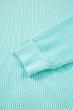 Iceland Blue 3D Ribbed Texture Contrast Patched Pocket Long Sleeve Top
