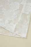 White Sheer Floral Lace Mesh Mock Neck Long Sleeve Top