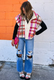 Rose Sherpa Plaid Jacket Vest