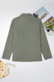 Mist Green Thermal Ribbed Texture Drop Shoulder Button Up Shacket