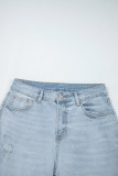 Beau Blue Mid Rise Ankle-Length Distressed Skinny Jeans
