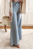 Beau Blue High Waist Button Zip Fly Bell Bottom Jeans
