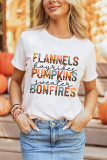 White FLANNELS PUMPKINS BONFIRES Chic Letter Graphic Tee