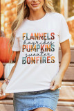 White FLANNELS PUMPKINS BONFIRES Chic Letter Graphic Tee