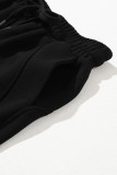 Black Scuba Drawstring High Waist Solid Color Sweatpants