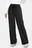 Black Scuba Drawstring High Waist Solid Color Sweatpants