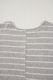 Gray Stripe Dolman Sleeve Drop Shoulder Top