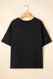 Black Sequin Jack-o-lantern Pattern Halloween Casual Tee