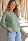 Laurel Green Solid Color Seam Detail Raglan Long Sleeve Top
