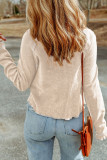 Apricot Textured Round Neck Long Sleeve Top