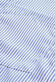 Blue Stripe Smocked Cuffed Striped Boyfriend Shirt with Pocket