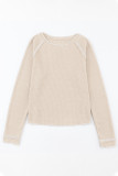 Apricot Textured Round Neck Long Sleeve Top
