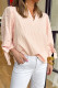 Pink Stripe Bow Knot Cuff Pearl Embellished Puff Sleeve V Neck Blouse