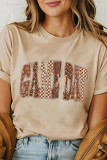 Khaki GAME DAY Rugby Checkered Letter Graphic T Shirt