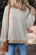 Brown Stripe Ribbed Trim Drop Shoulder Long Sleeve Oversize Top