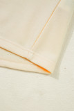 Beige Striped Patchwork Long Sleeve Round Neck Two-in-one Top