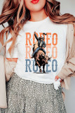 White Cowboy RODEO Graphic Western T Shirt