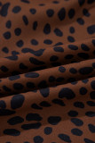 Brown Leopard Print Ruffled Puff Sleeve Blouse