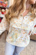 Yellow Floral Print Half Zip Hooded Long Sleeve Top