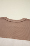 Jet Stream Color Block Waffled Patchwork Loose Henley Top