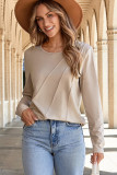 Parchment  Asymmetric Seam Detail Solid Color Long Sleeve Top
