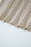 Parchment  Asymmetric Seam Detail Solid Color Long Sleeve Top