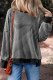 Black Stripe Ribbed Trim Drop Shoulder Long Sleeve Oversize Top