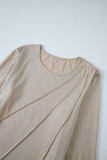 Parchment  Asymmetric Seam Detail Solid Color Long Sleeve Top