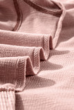 Delicacy Exposed Seam Textured Knit V Neck Pullover Top