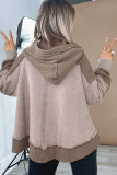 Goat Waffle Contrast Patchwork Plus Size Pocketed Hoodie