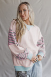 Delicacy Striped Colorblock Patchwork Drop Shoulder Sweatshirt