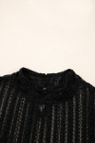 Black Lace Patchwork Flounce Sleeve Slim Fit Top