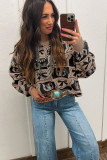 Black Bows & Horseshoes Pattern Western Fashion Print Sweater