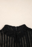 Black Lace Patchwork Flounce Sleeve Slim Fit Top