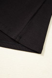 Black Polka Dot Mesh Puff Sleeve Patchwork Ribbed Square Neck Slim Top
