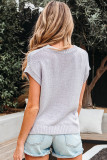 Light Grey Bowknot Applique Cap Sleeve Sweater
